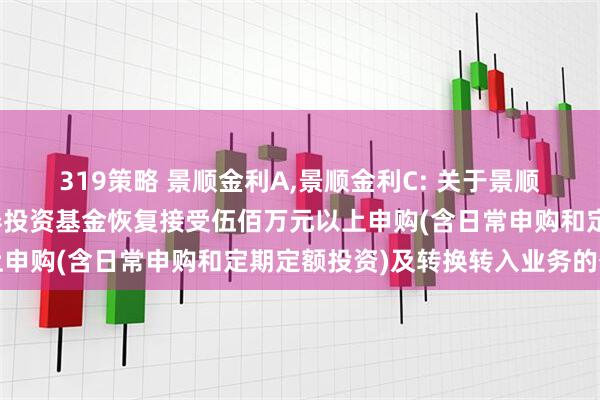 319策略 景顺金利A,景顺金利C: 关于景顺长城四季金利债券型证券投资基金恢复接受伍佰万元以上申购(含日常申购和定期定额投资)及转换转入业务的公告